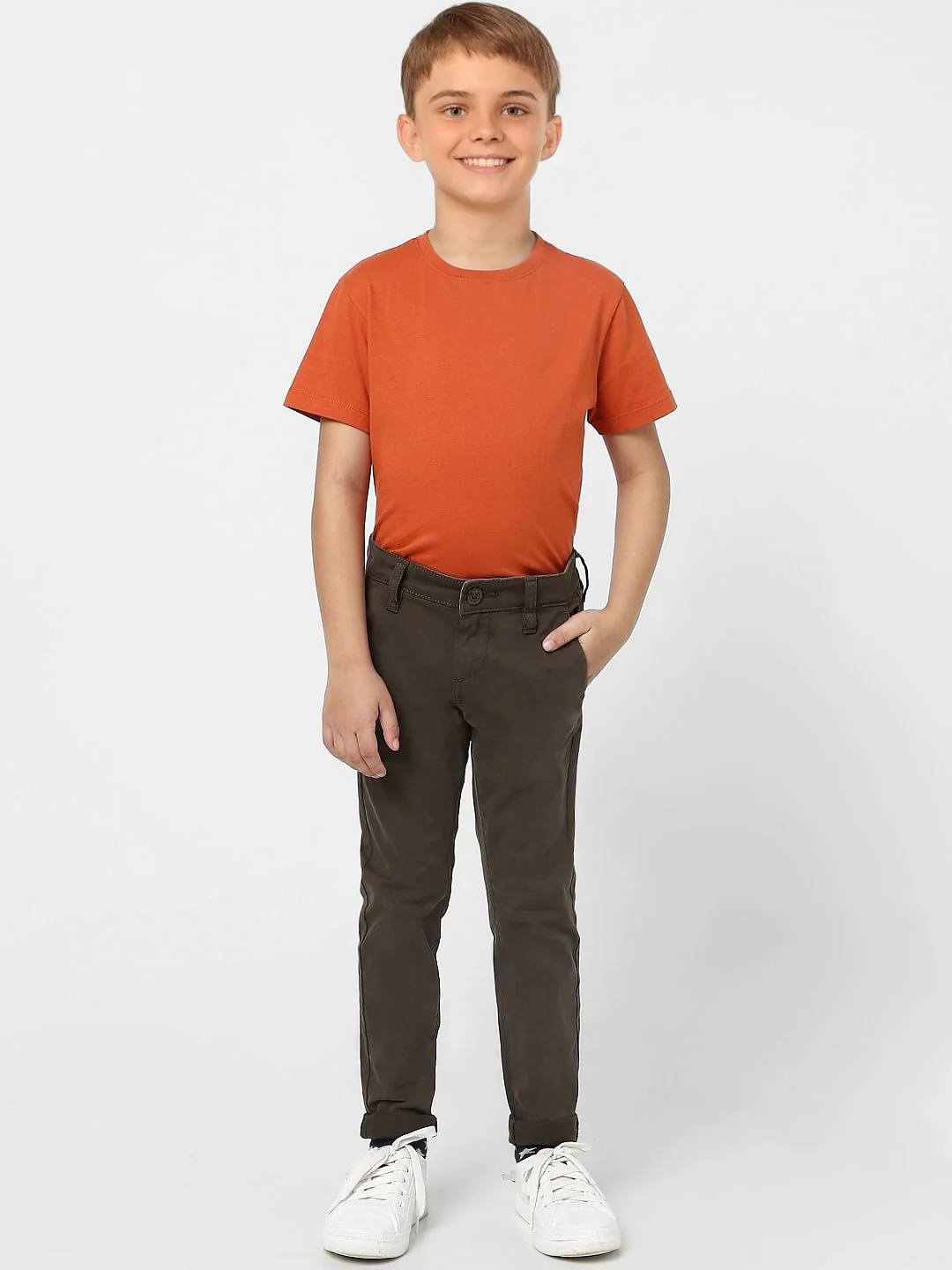 Boys Olive Green Chino Pants