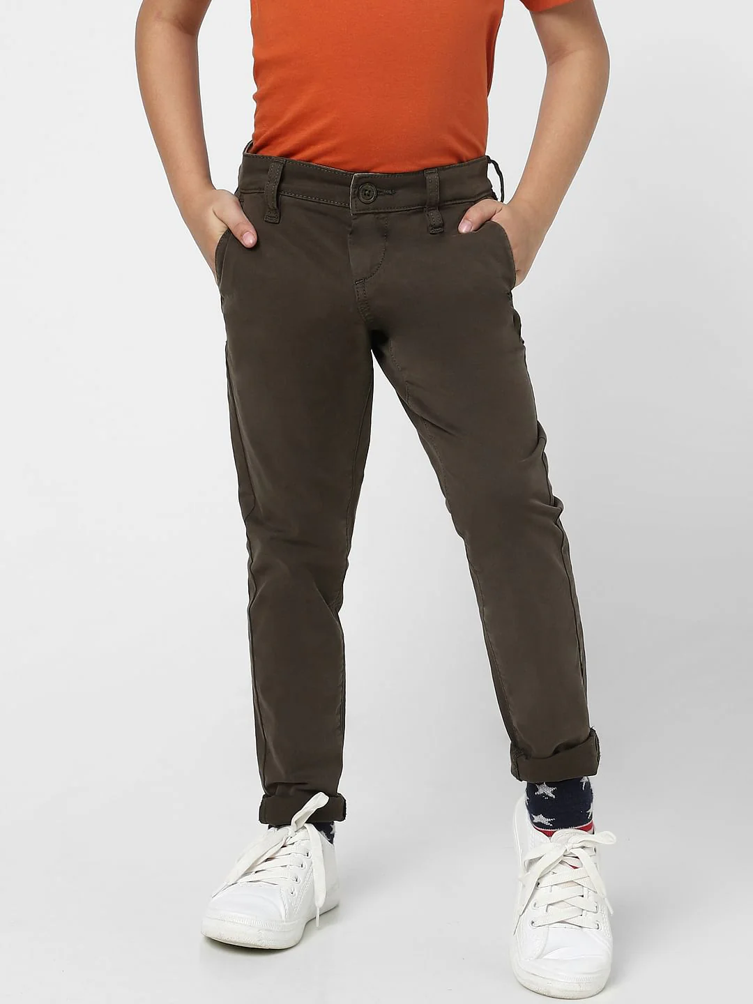 Boys Olive Green Chino Pants - Image 2