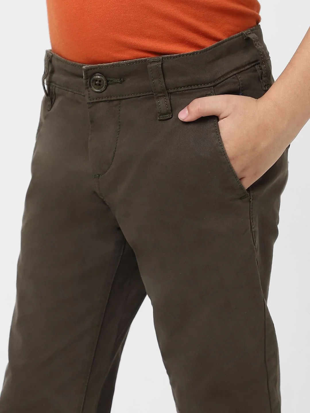 Boys Olive Green Chino Pants - Image 5