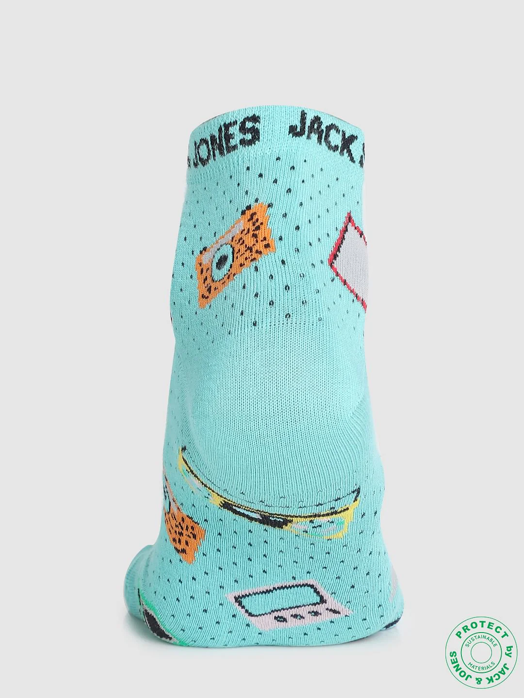 Pack of 2 Printed Ankle Socks - Beige & Green - Image 3