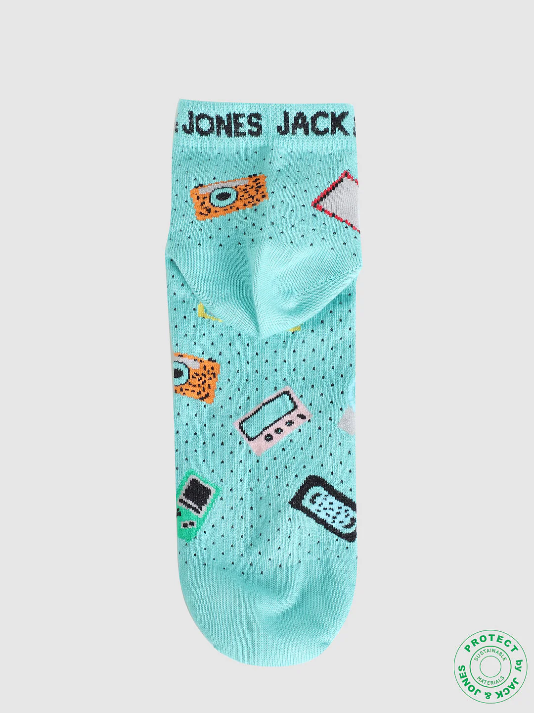 Pack of 2 Printed Ankle Socks - Beige & Green - Image 4
