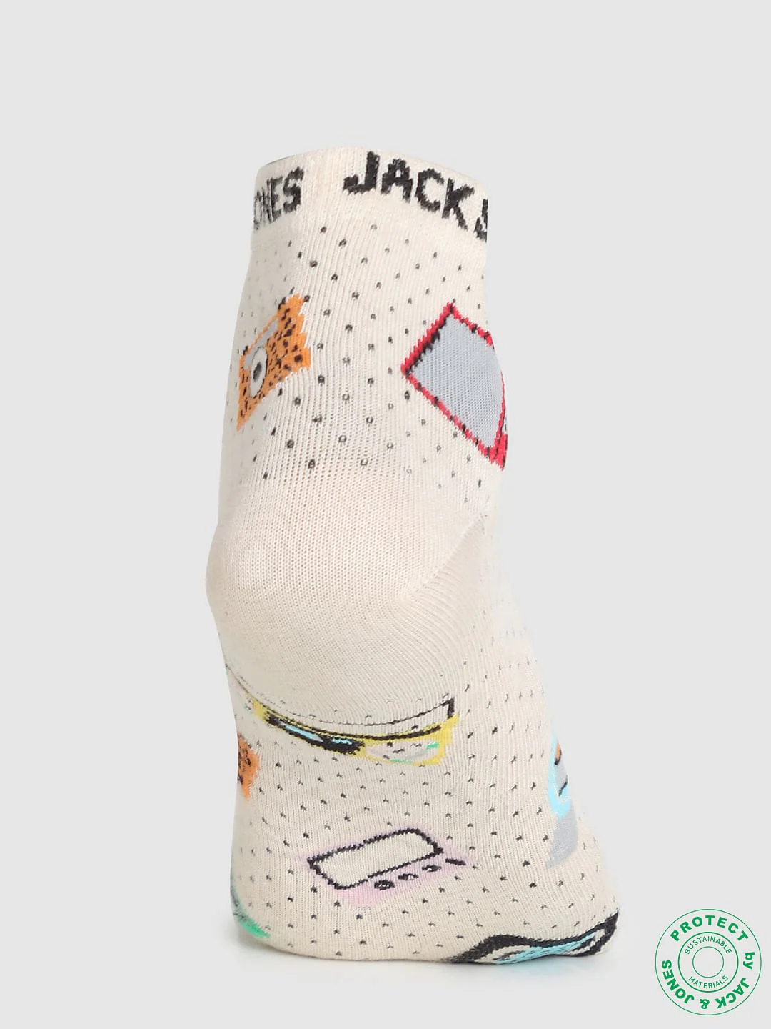 Pack of 2 Printed Ankle Socks - Beige & Green - Image 8