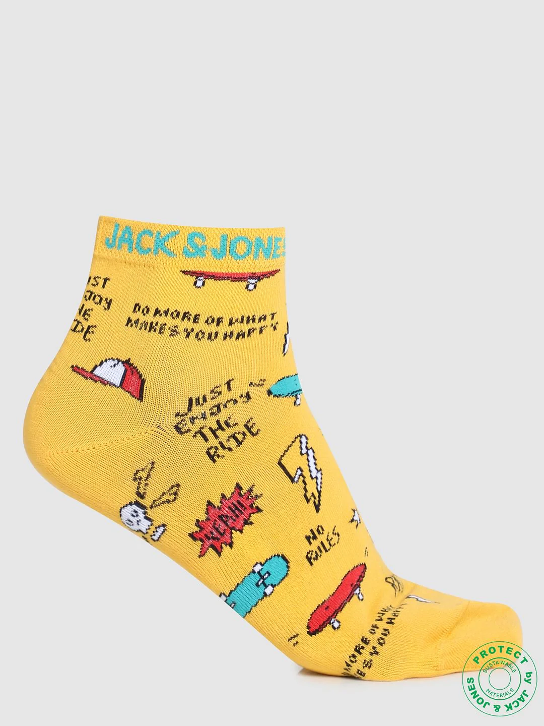 Pack of 2 Graphic Print Socks - Yellow & Black