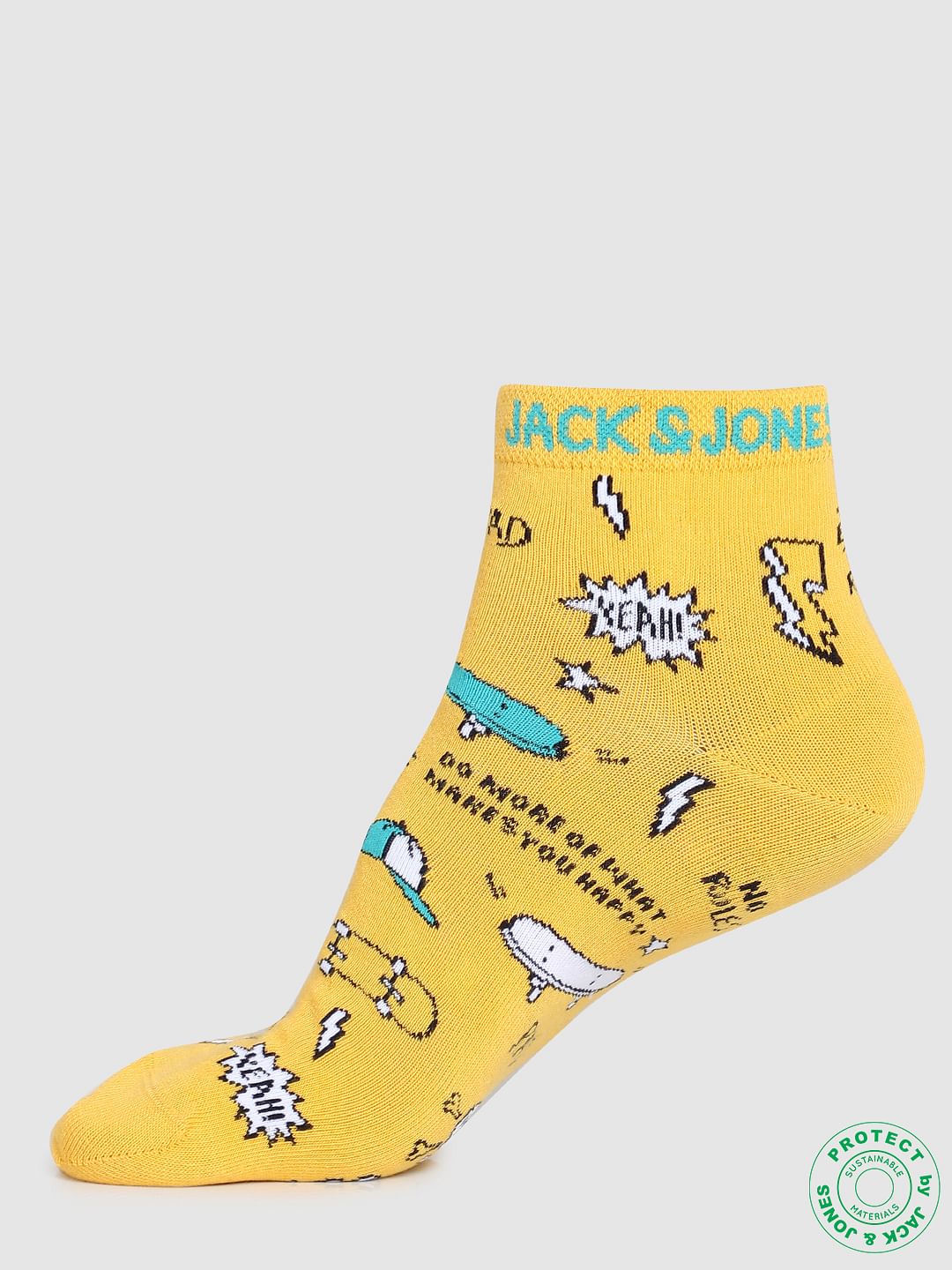 Pack of 2 Graphic Print Socks - Yellow & Black - Image 2