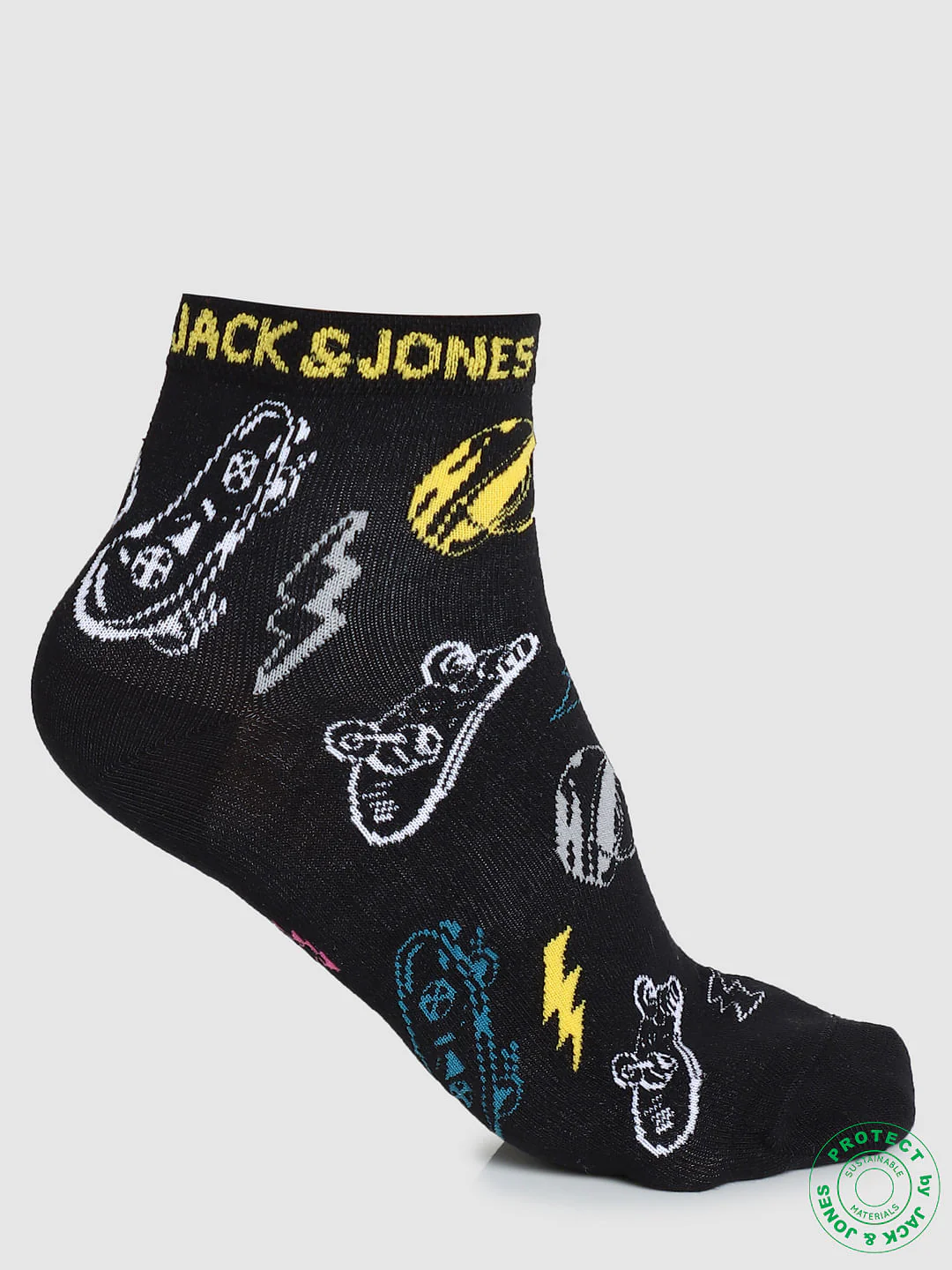 Pack of 2 Graphic Print Socks - Yellow & Black - Image 6