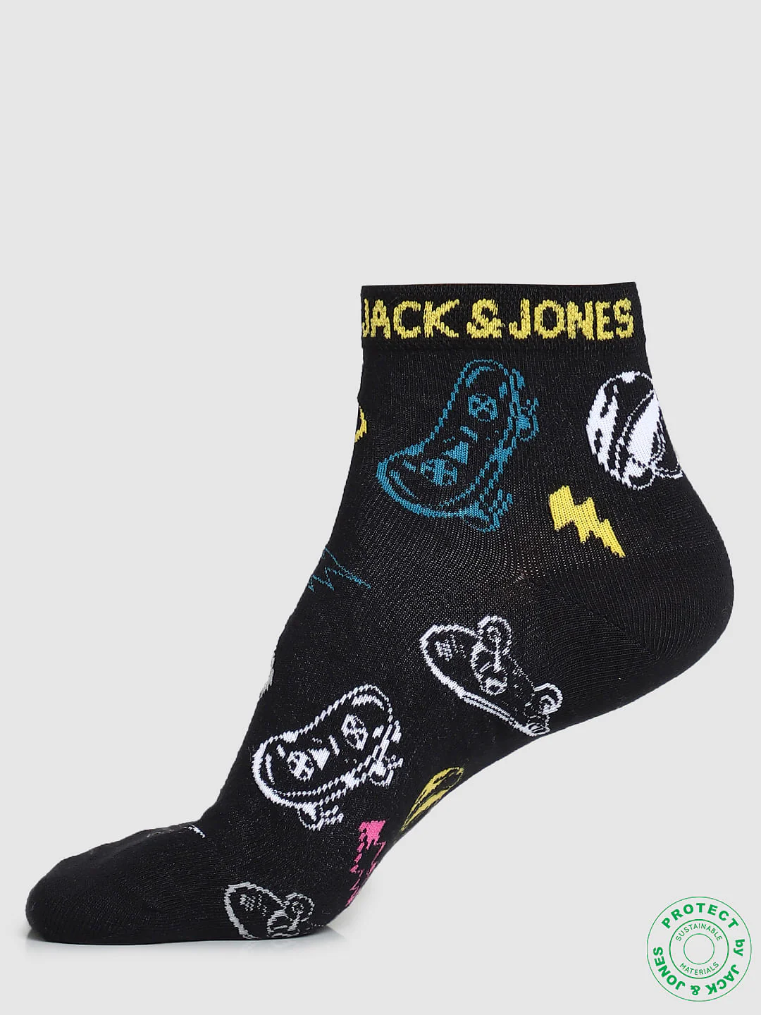 Pack of 2 Graphic Print Socks - Yellow & Black - Image 7