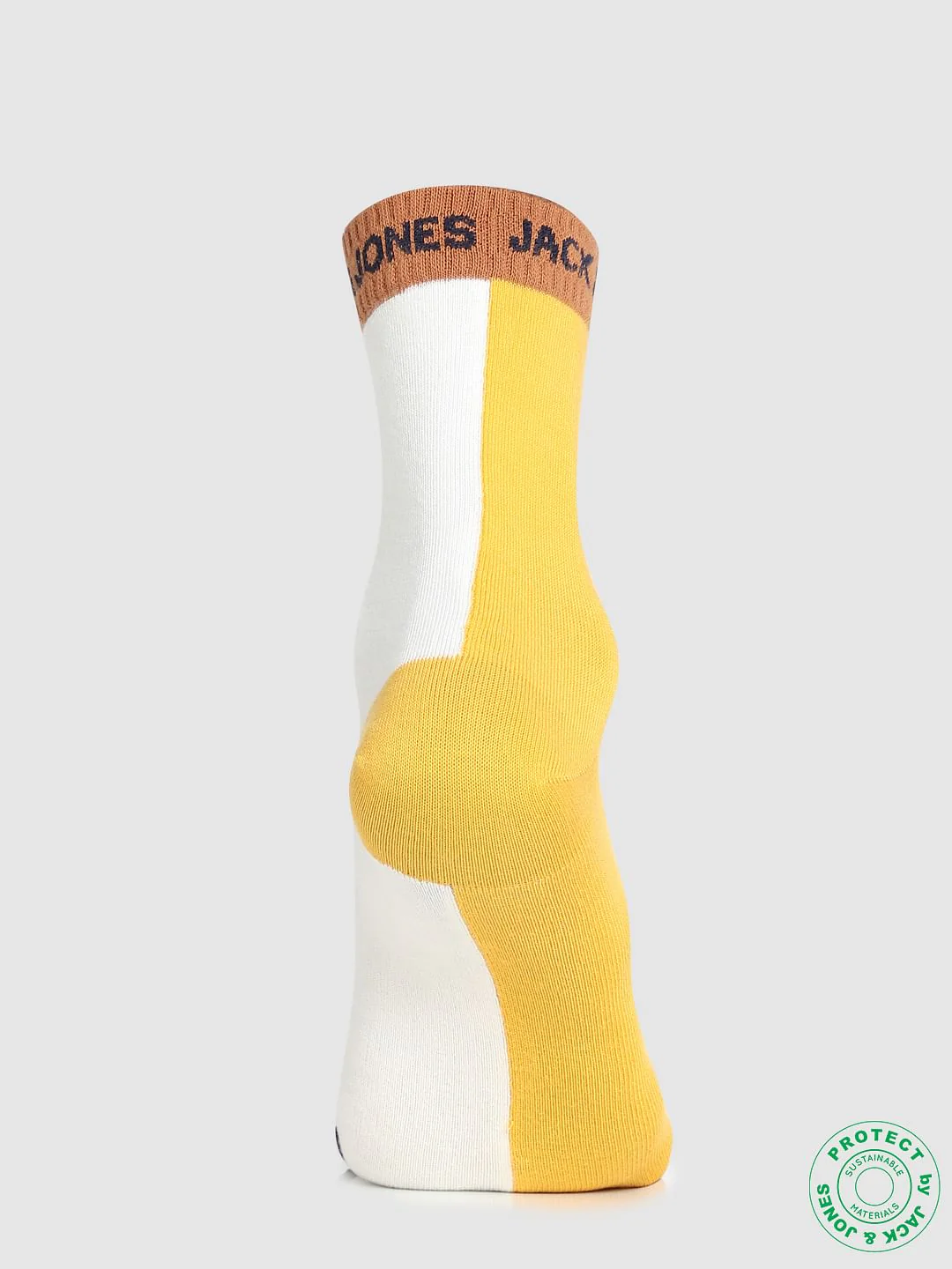 Beige & Yellow Colourblocked Socks - Image 2