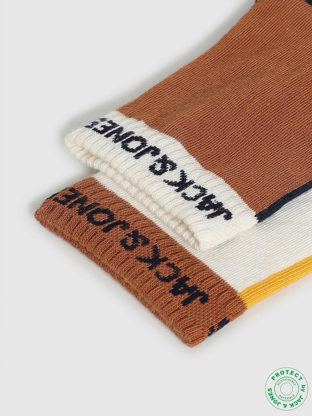 Beige & Yellow Colourblocked Socks - Image 4