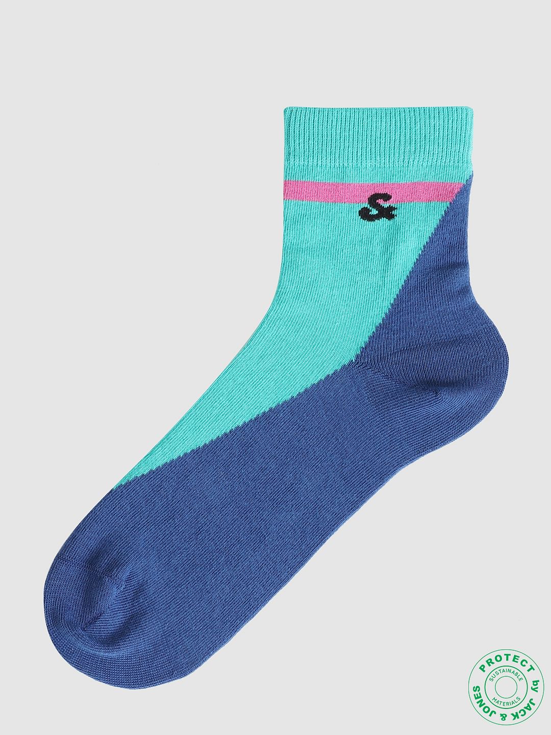 Blue Colourblocked Socks - Image 3