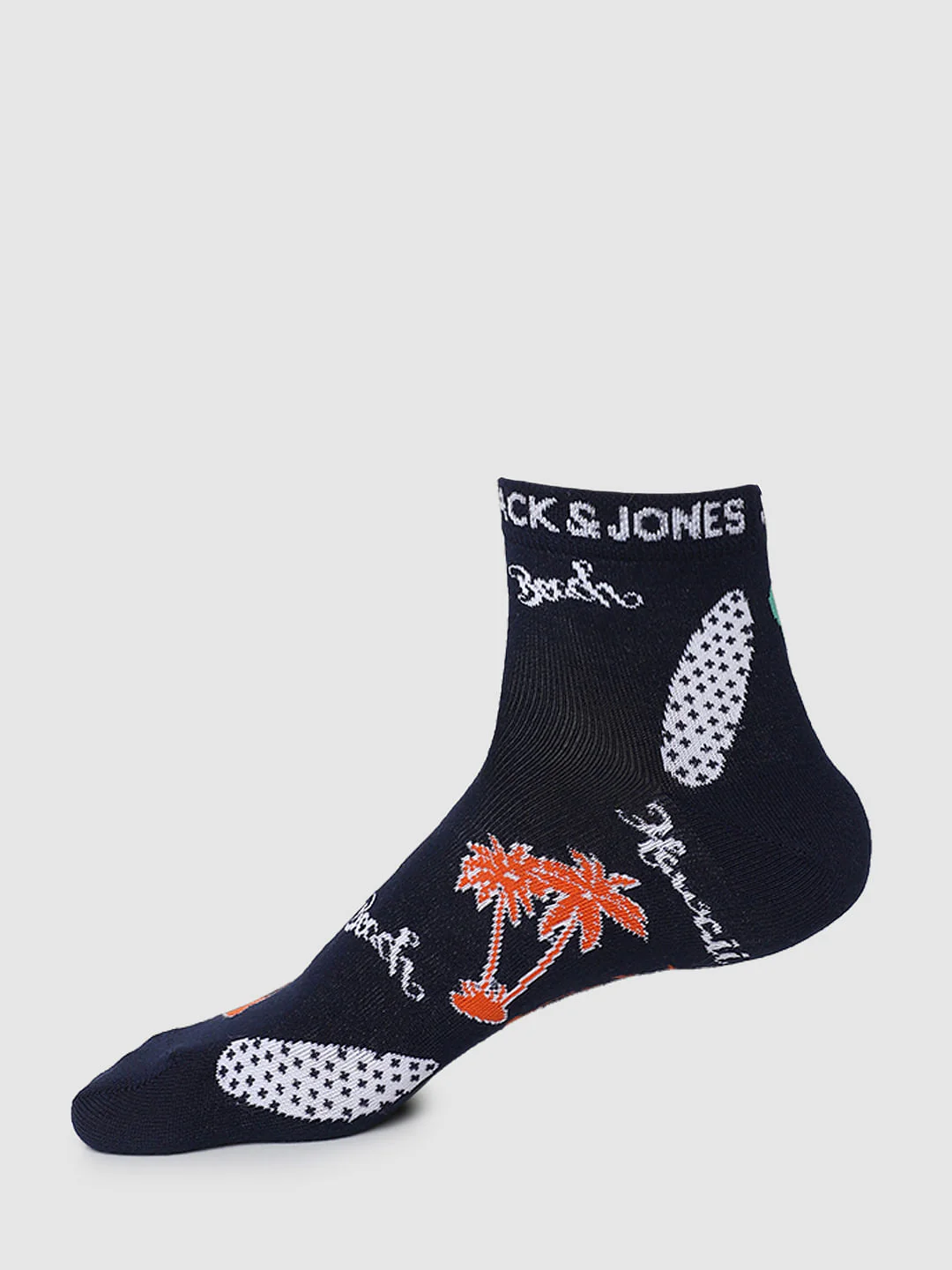 Navy Blue Graphic Print Ankle Socks - Image 2