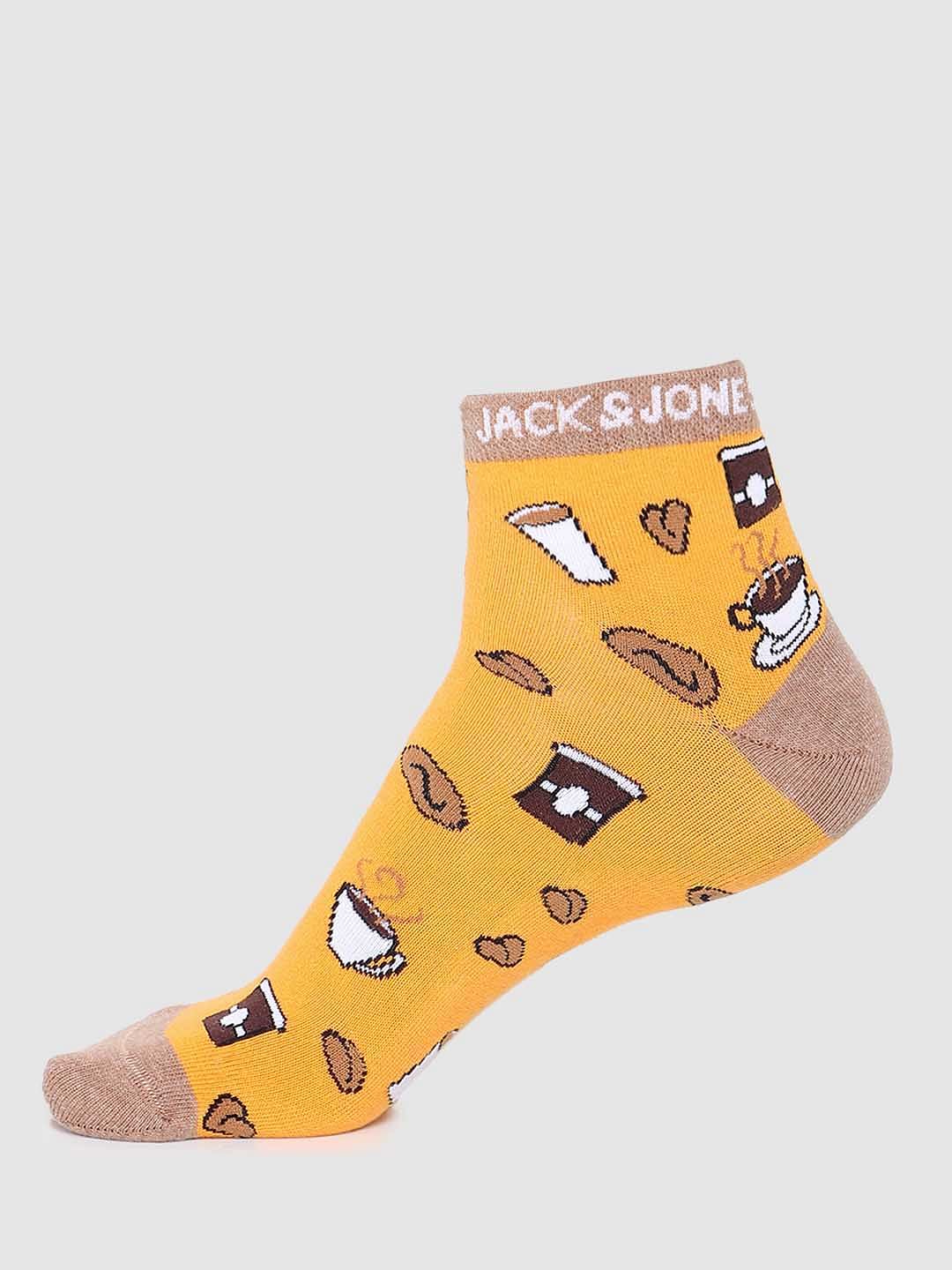 Yellow Graphic Print Ankle Socks - Image 2