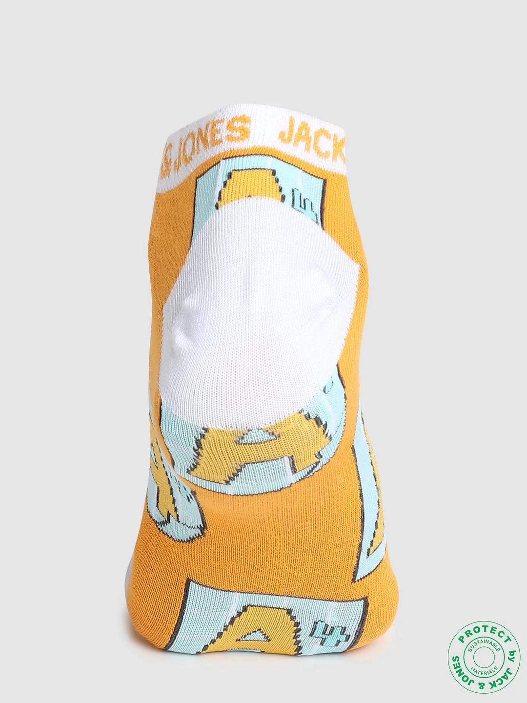Orange Graphic Print Ankle Socks - Image 2