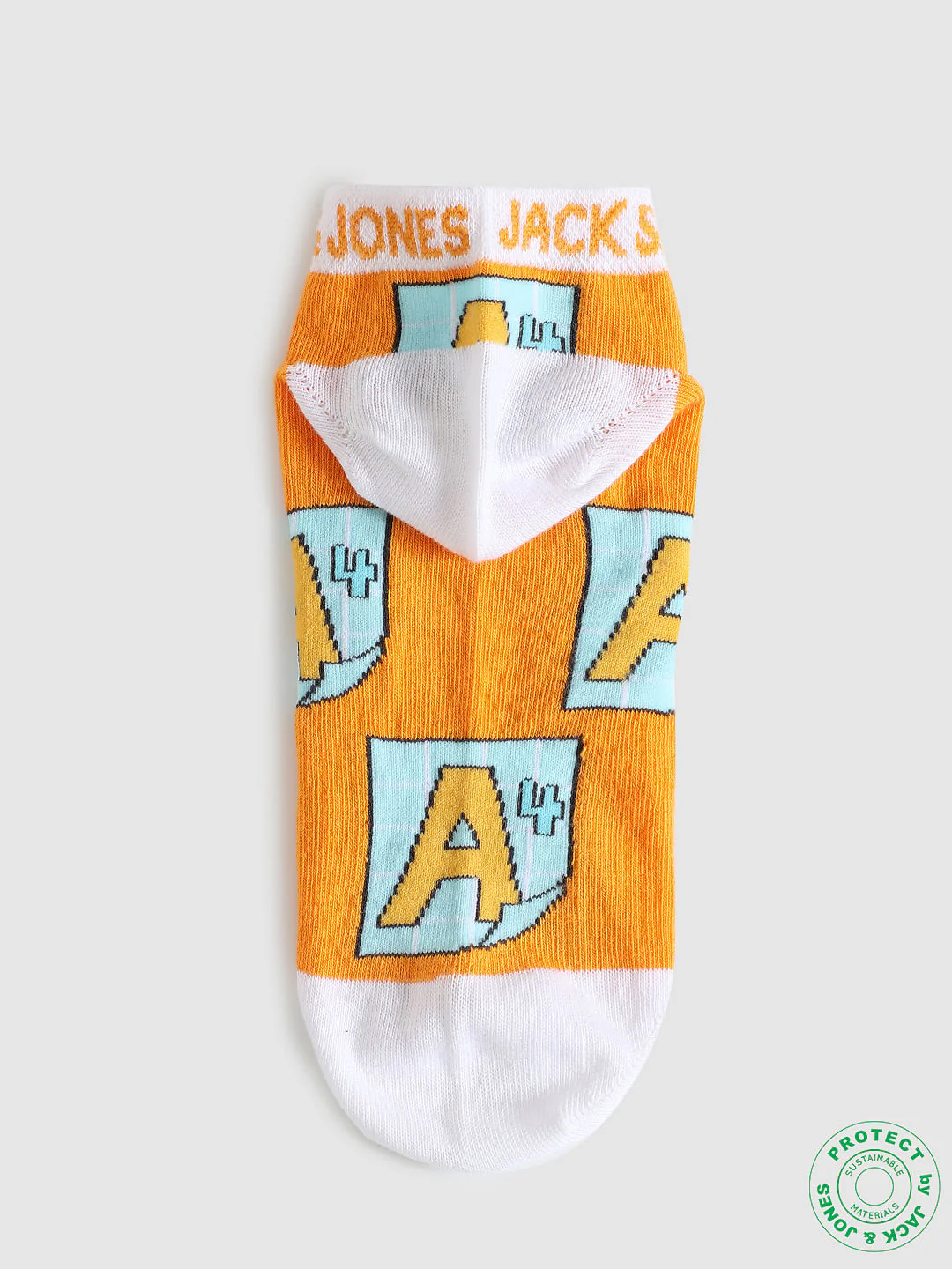 Orange Graphic Print Ankle Socks - Image 3