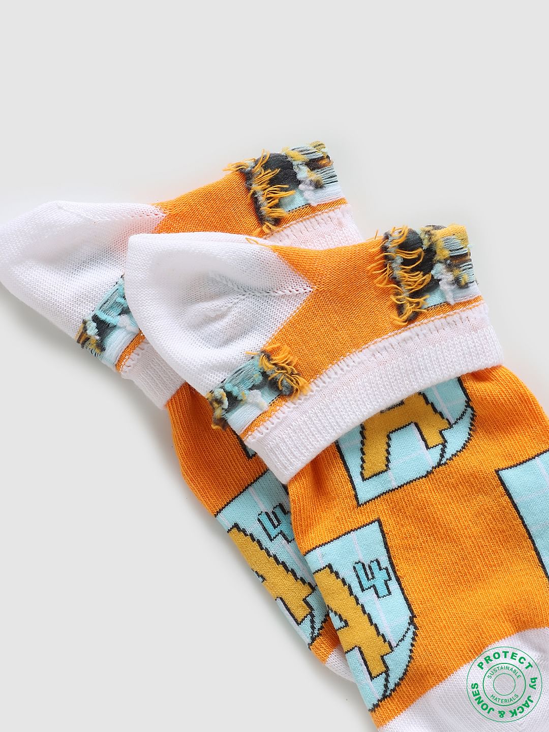 Orange Graphic Print Ankle Socks - Image 4