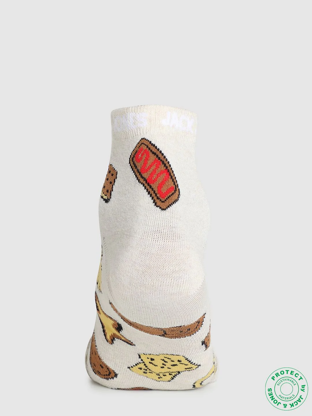 Beige Graphic Print Ankle Socks - Image 2