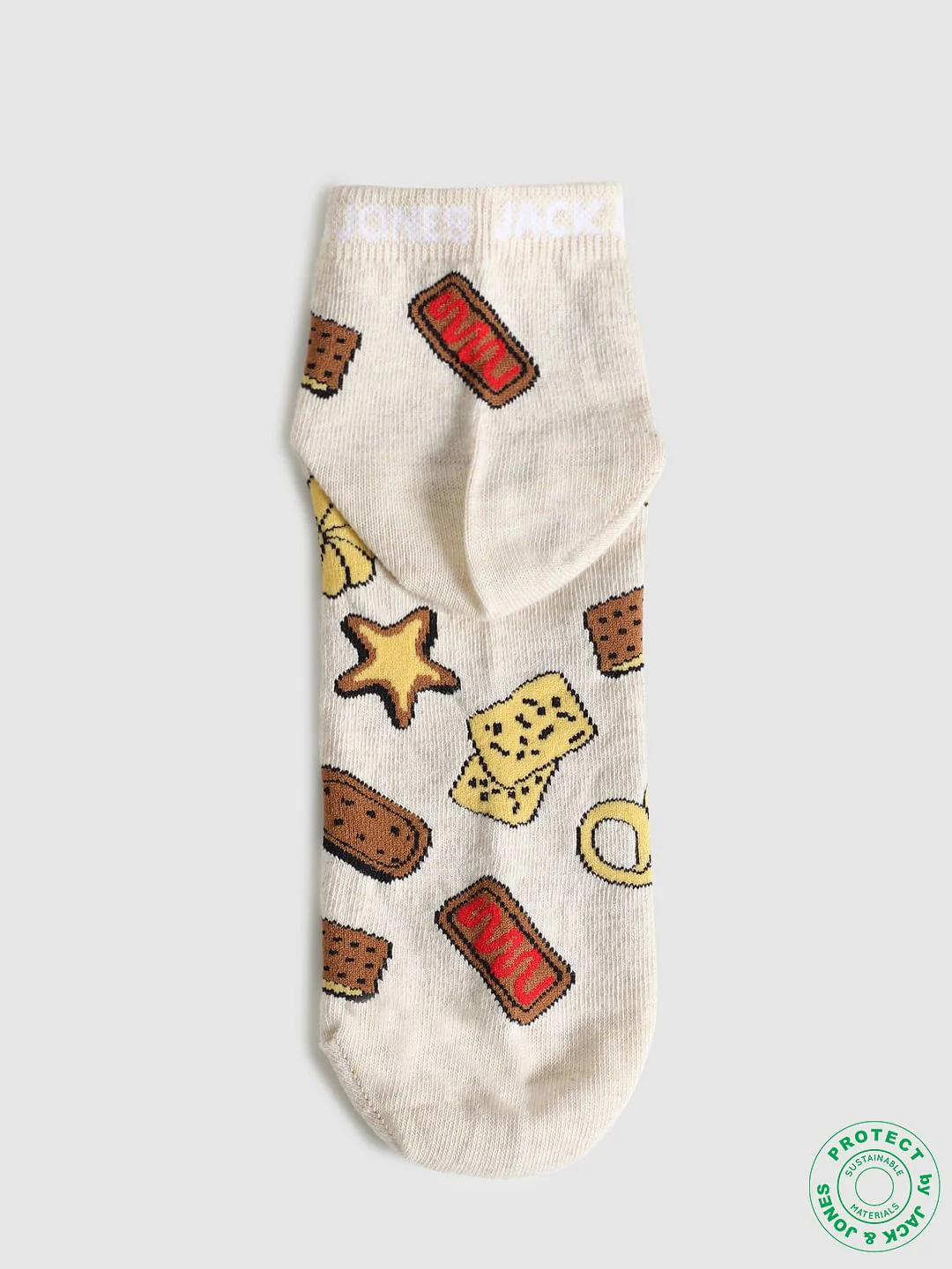 Beige Graphic Print Ankle Socks - Image 3