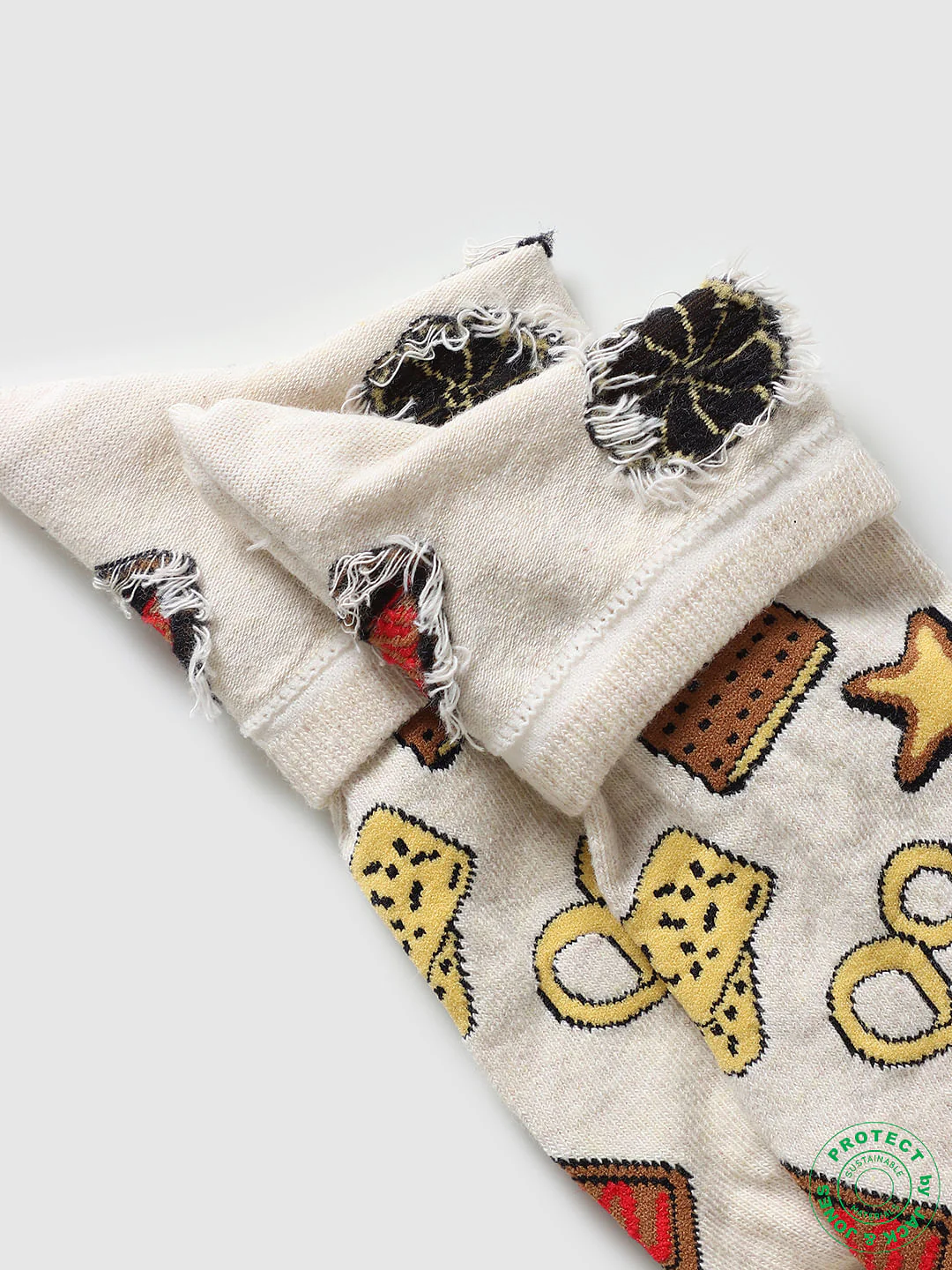 Beige Graphic Print Ankle Socks - Image 4