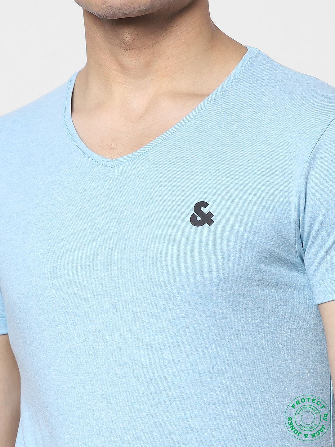 White & Blue V Neck T-shirts - Pack of 2 - Image 11