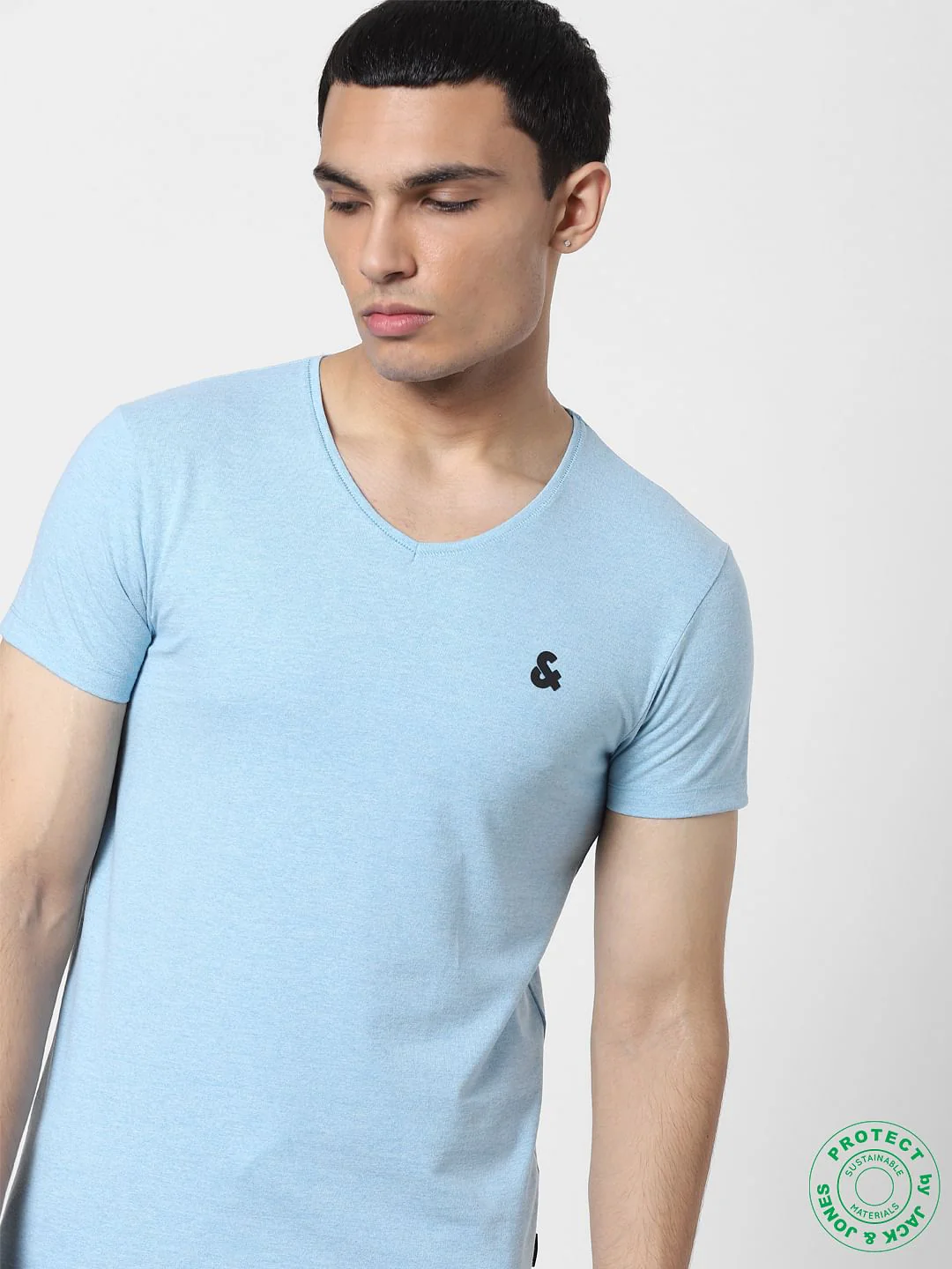 White & Blue V Neck T-shirts - Pack of 2 - Image 12