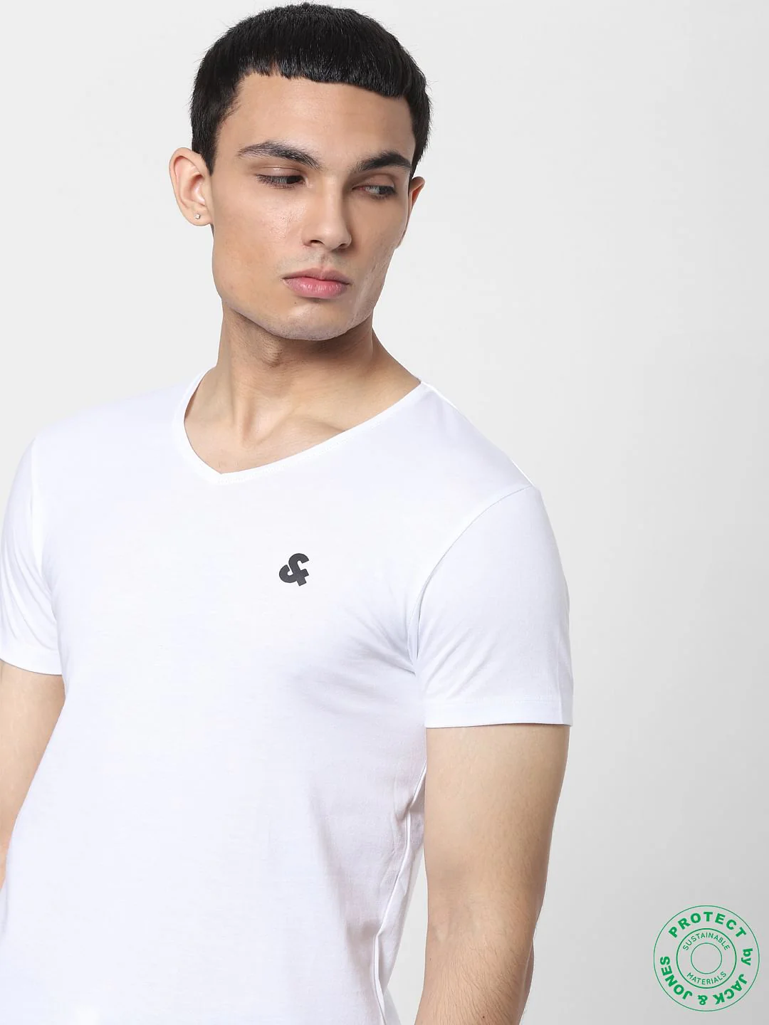 White & Blue V Neck T-shirts - Pack of 2 - Image 5