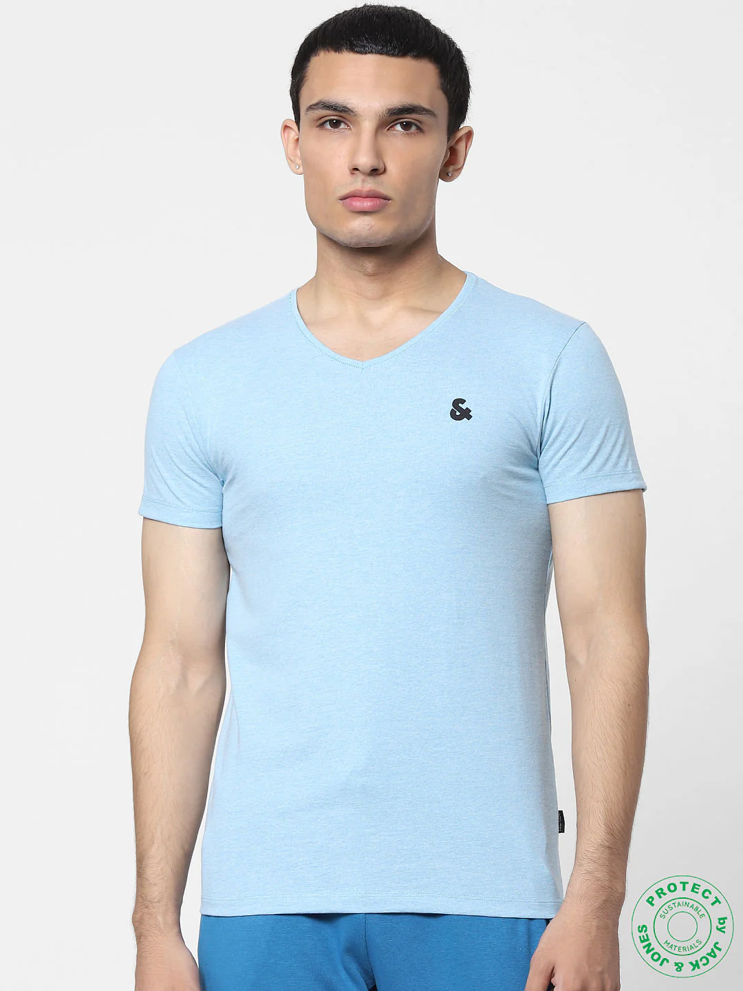 White & Blue V Neck T-shirts - Pack of 2 - Image 8