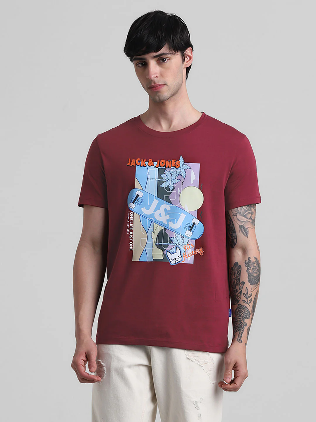Red Printed Crew Neck T-shirt - Image 2