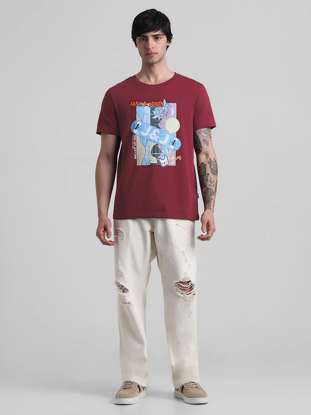 Red Printed Crew Neck T-shirt - Image 6