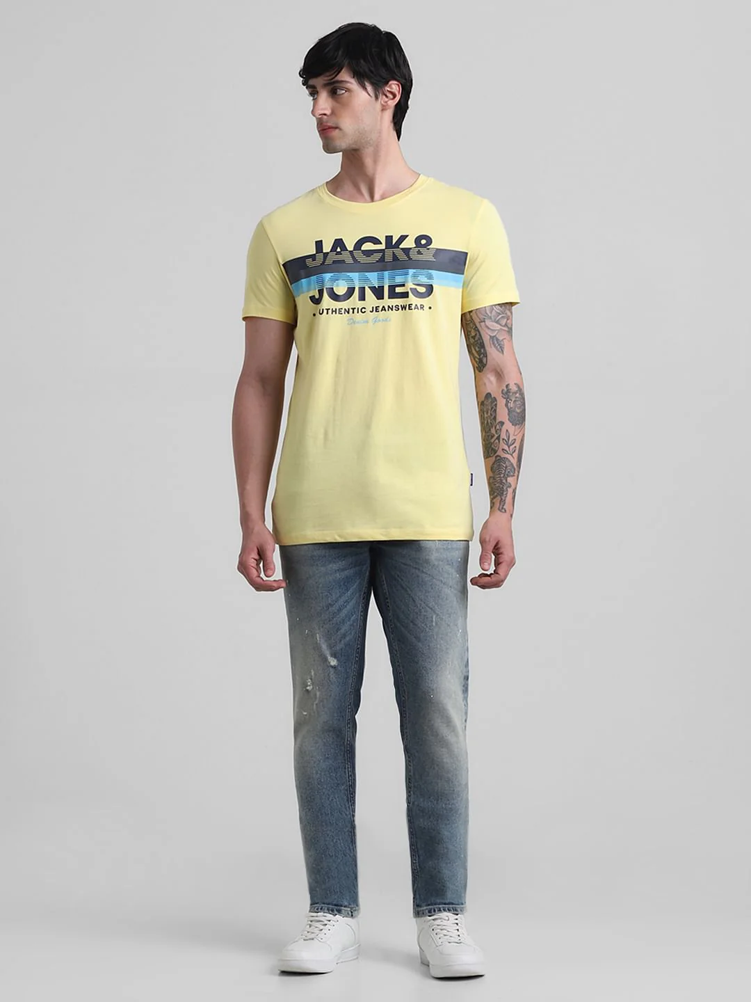 Yellow Printed Crew Neck T-shirt - Image 6