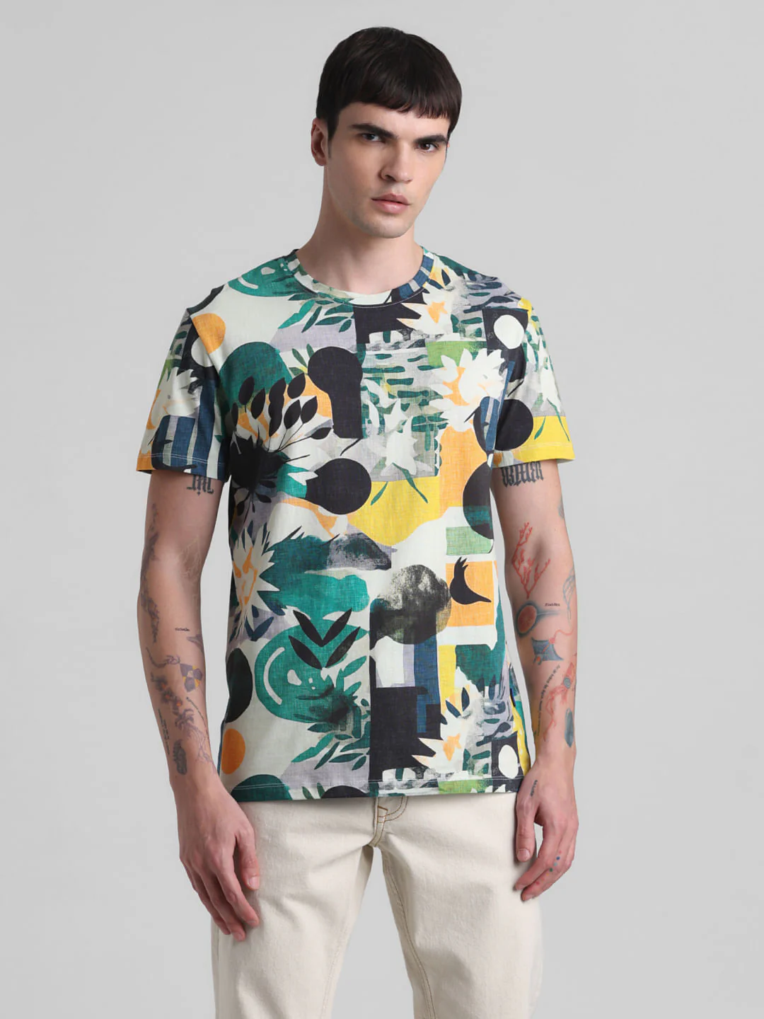 White Tropical Print T-shirt - Image 2