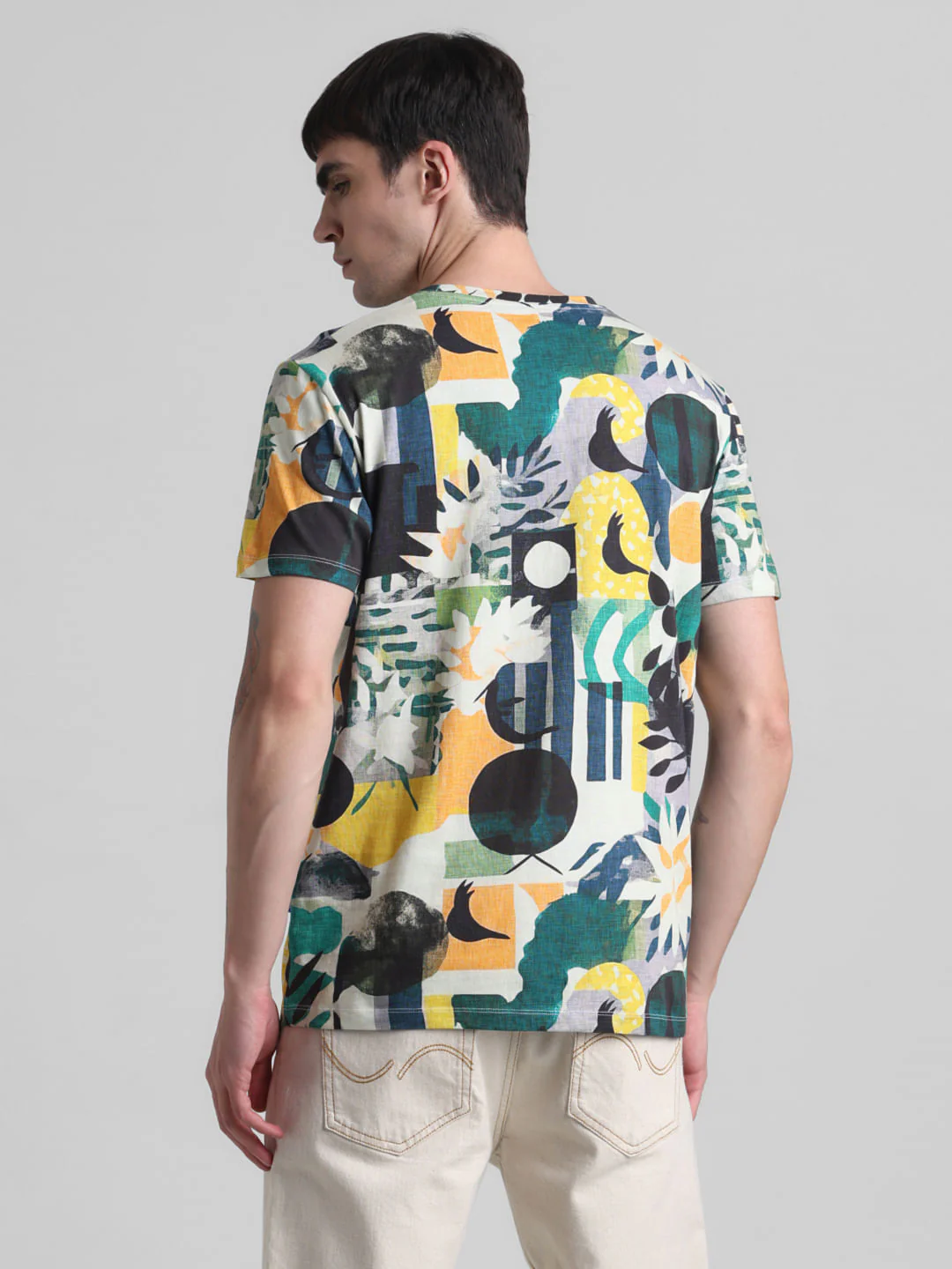 White Tropical Print T-shirt - Image 4