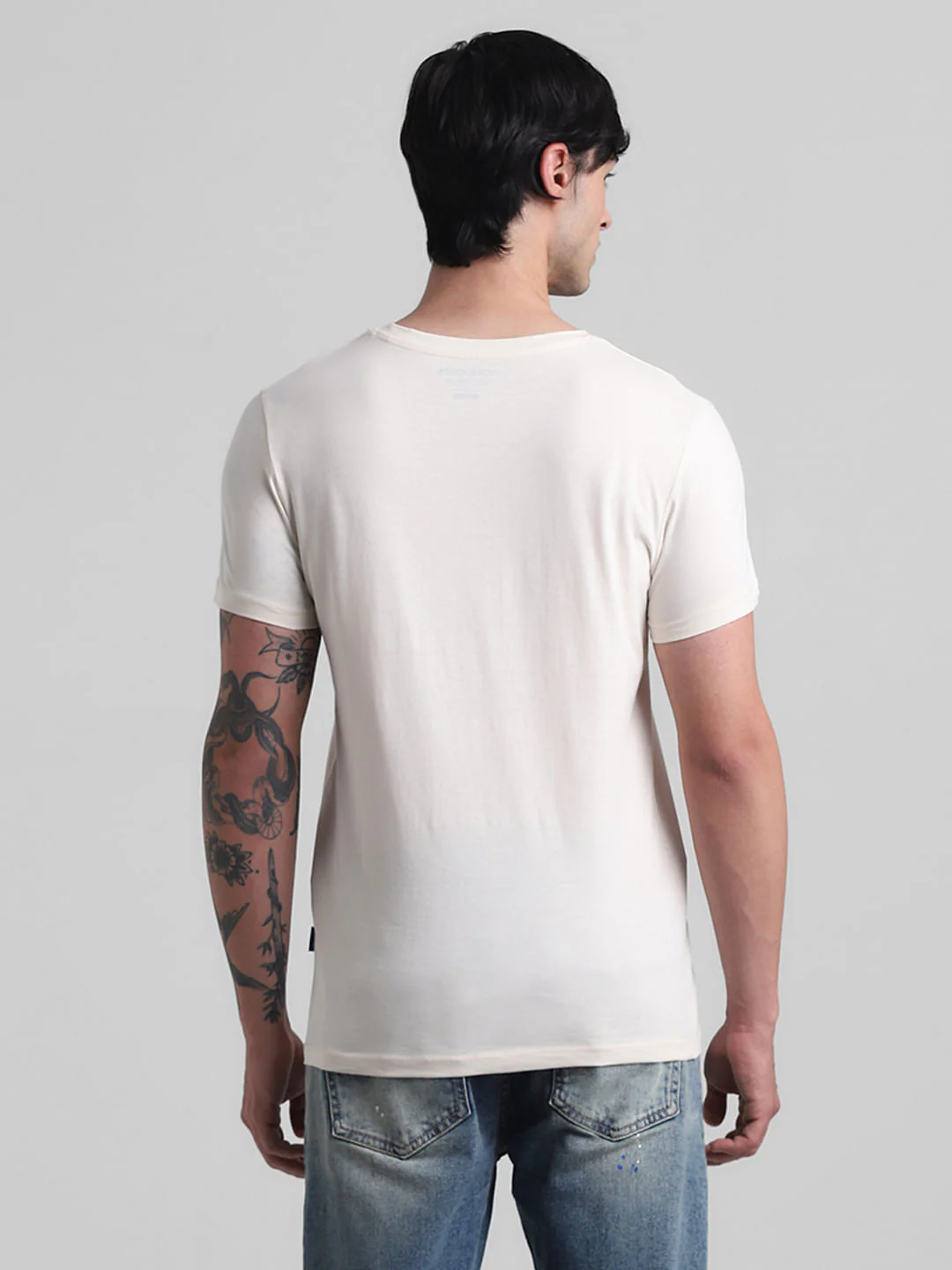 White Text Print Crew Neck T-shirt - Image 4