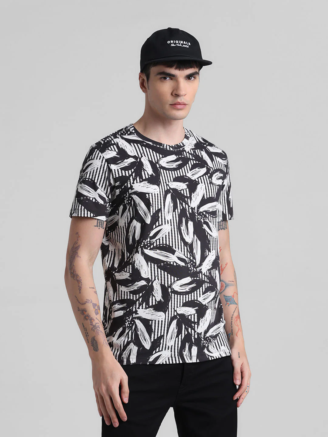 Black Printed Crew Neck T-shirt