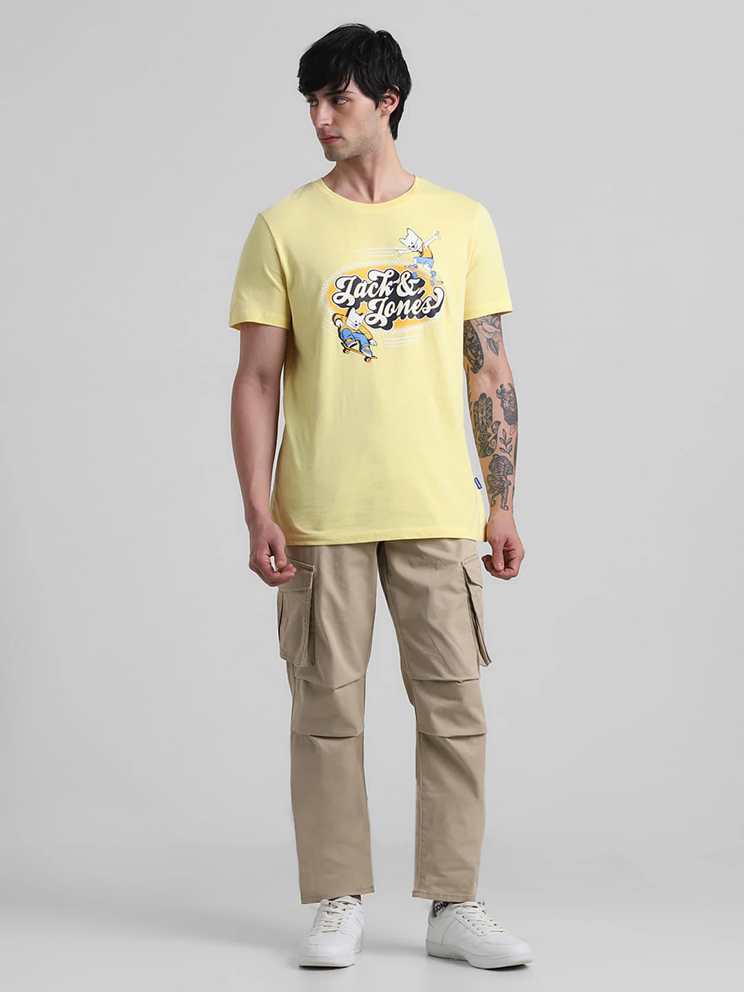 Yellow Logo Print Crew Neck T-shirt - Image 6