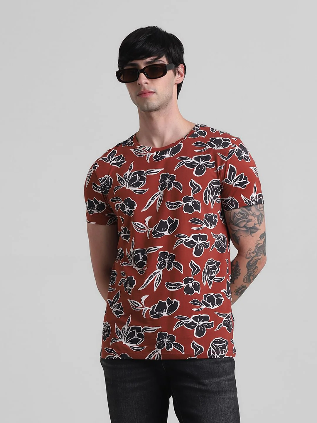 Red Logo Print Crew Neck T-shirt