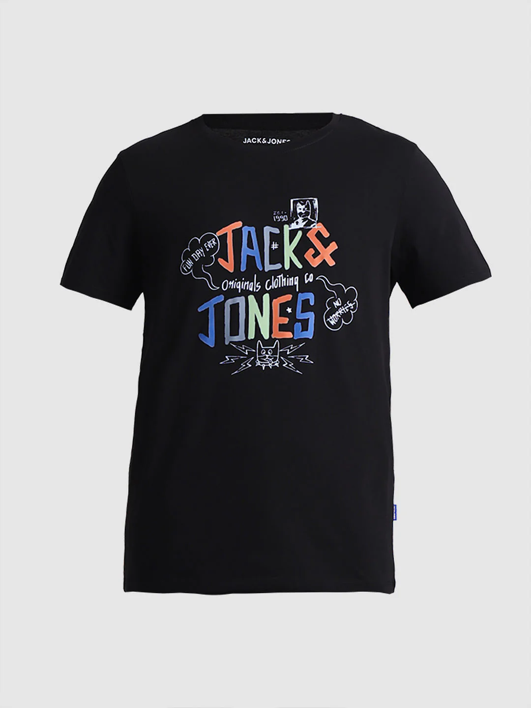 Black Logo Print Crew Neck T-shirt - Image 7