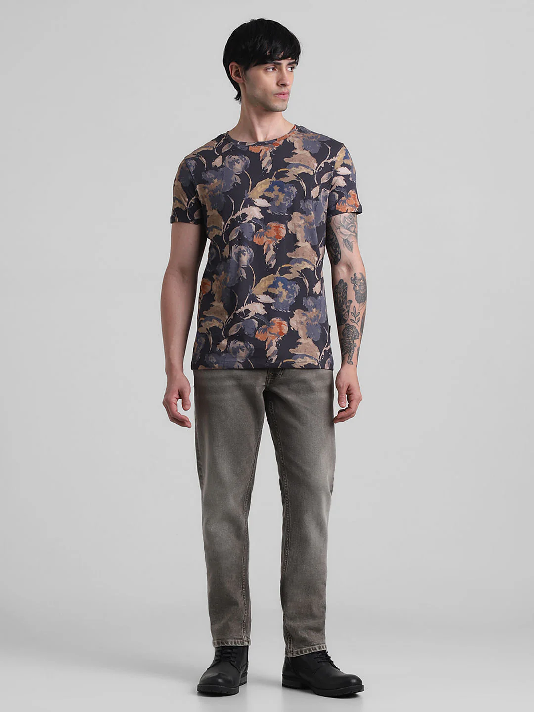 Blue Printed Crew Neck T-shirt - Image 6