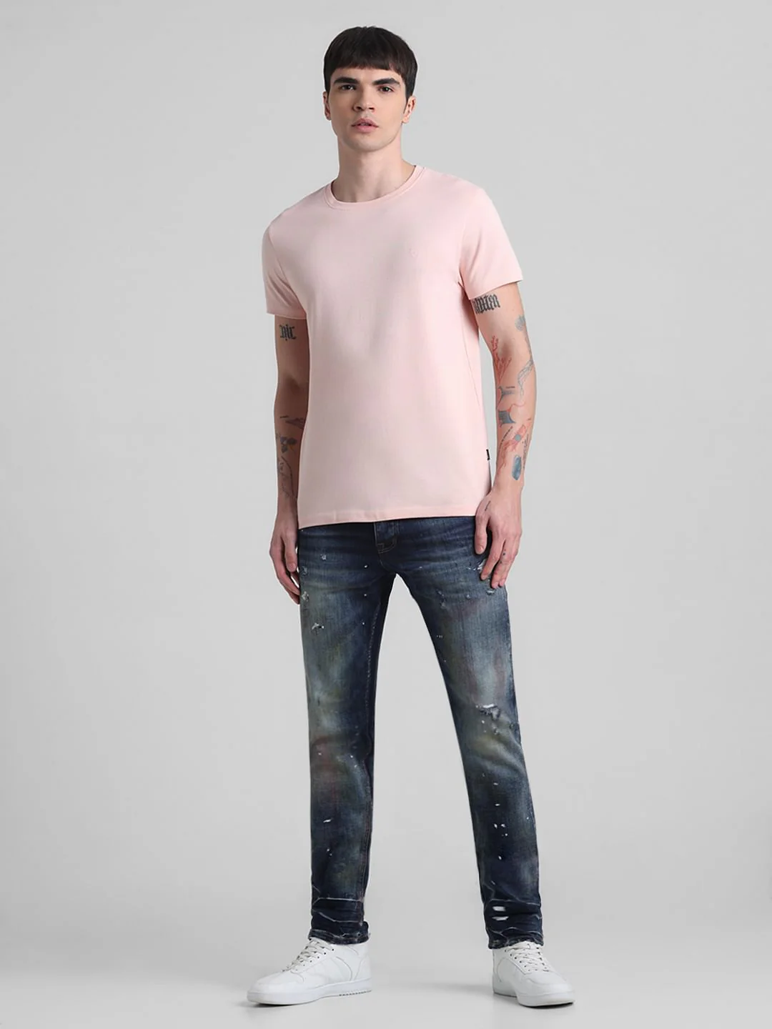 Pink Jacquard Crew Neck T-shirt - Image 6