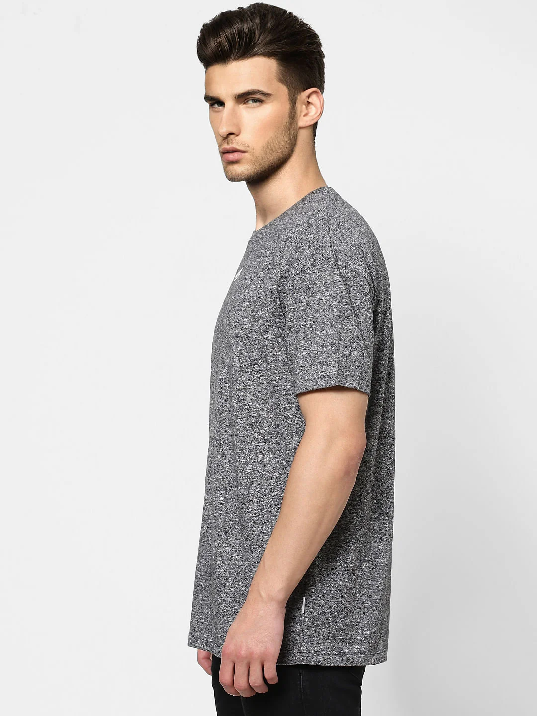 Grey Grain Effect Crew Neck T-shirt - Image 3