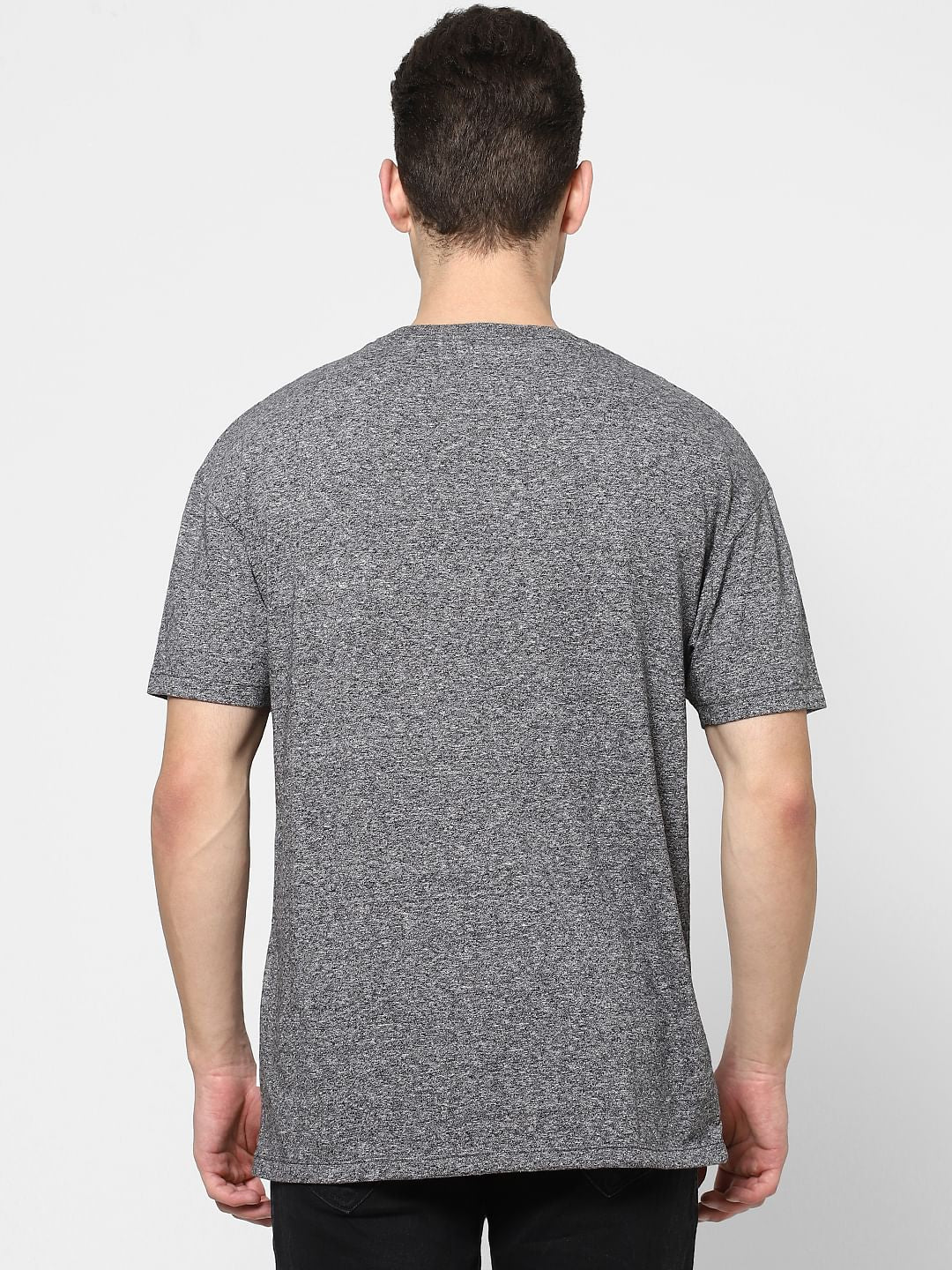 Grey Grain Effect Crew Neck T-shirt - Image 4