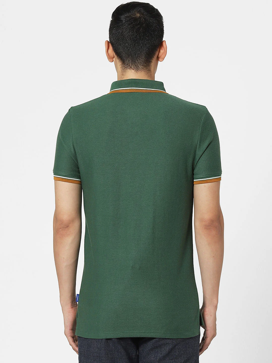 Green Contrast Tipping Polo Neck T-shirt - Image 4