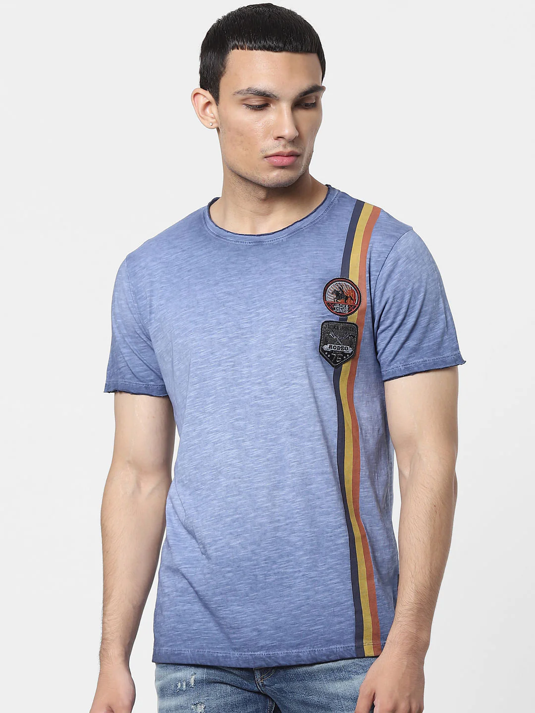 Blue Washed Crew Neck T-shirt - Image 2