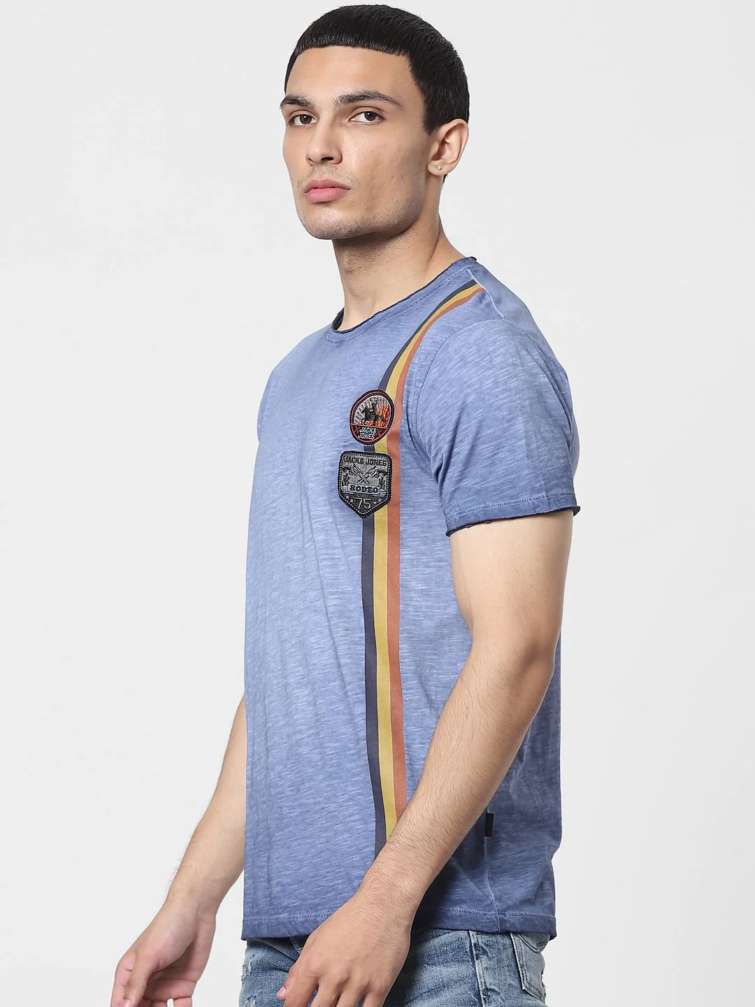 Blue Washed Crew Neck T-shirt - Image 3
