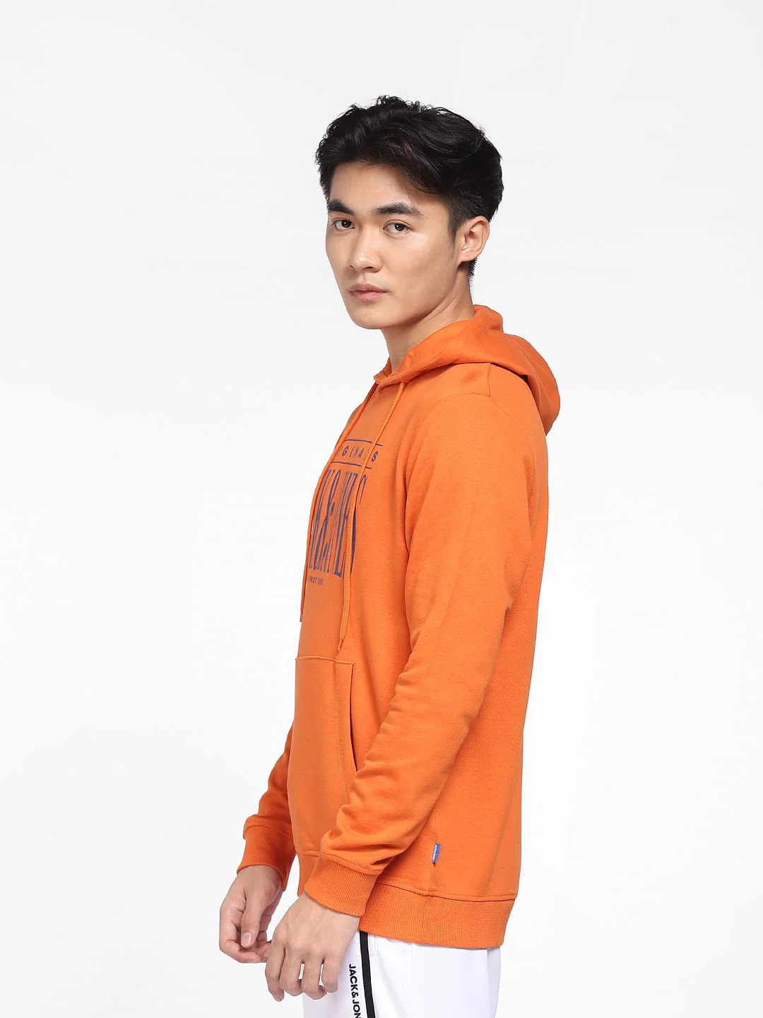 Orange Logo Print Hooded Sweatshirt - Image 3
