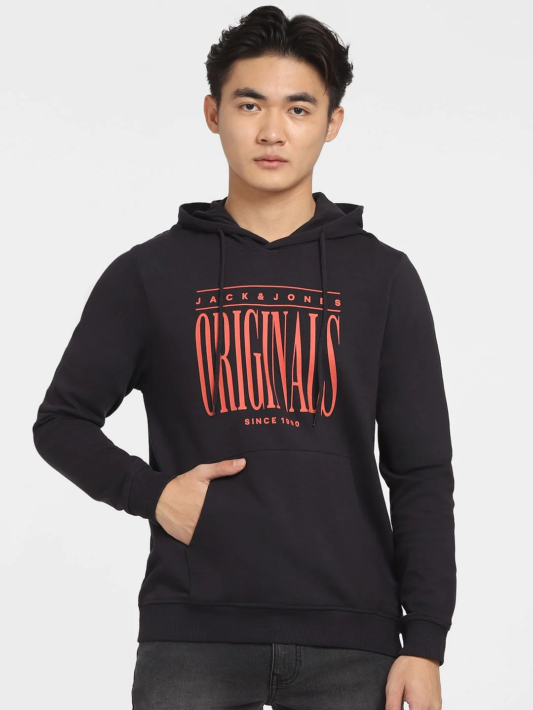 Black Logo Print Hooded Sweatshirt - Image 2