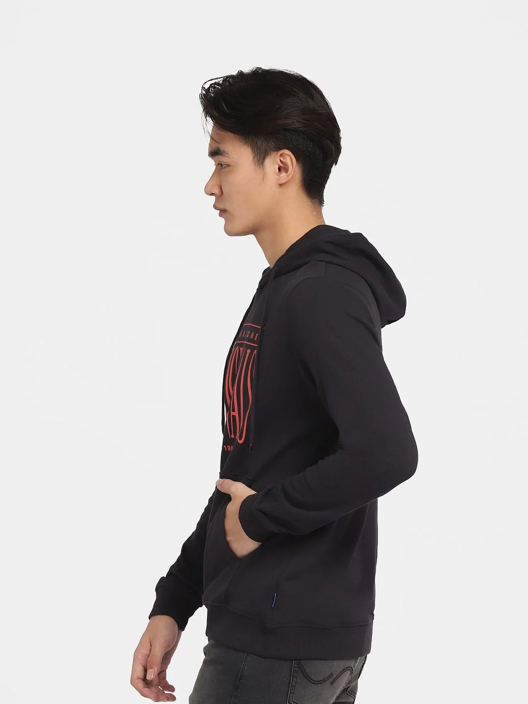 Black Logo Print Hooded Sweatshirt - Image 3