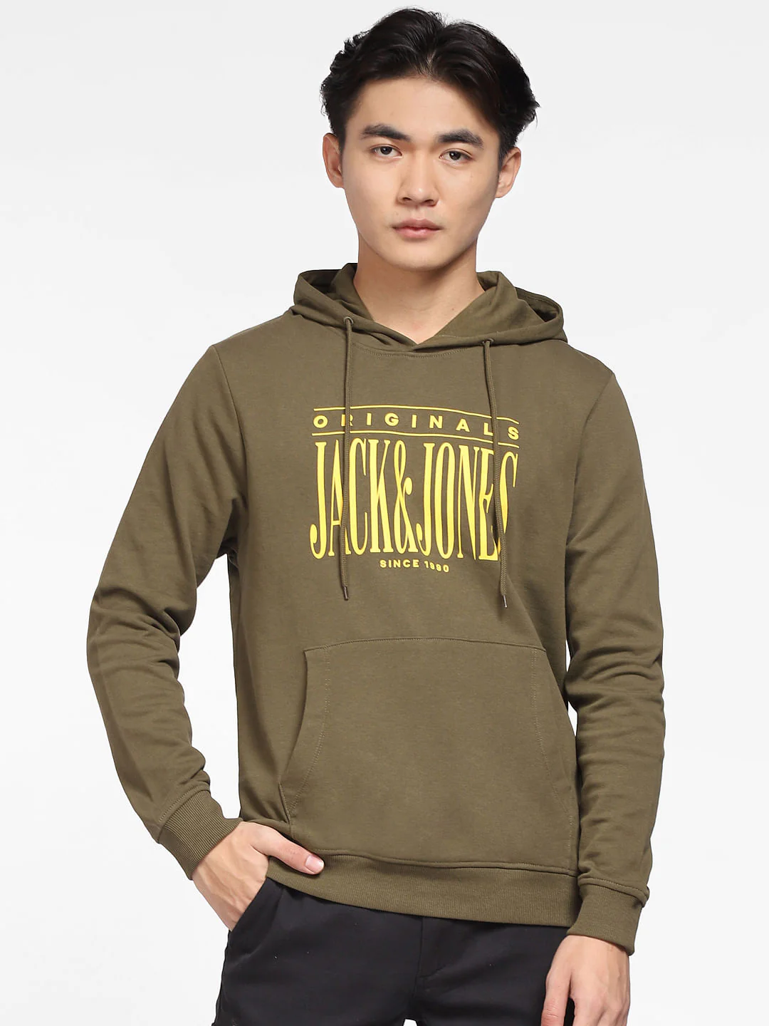 Dark Green Logo Print Hooded Sweatshirt - Image 2