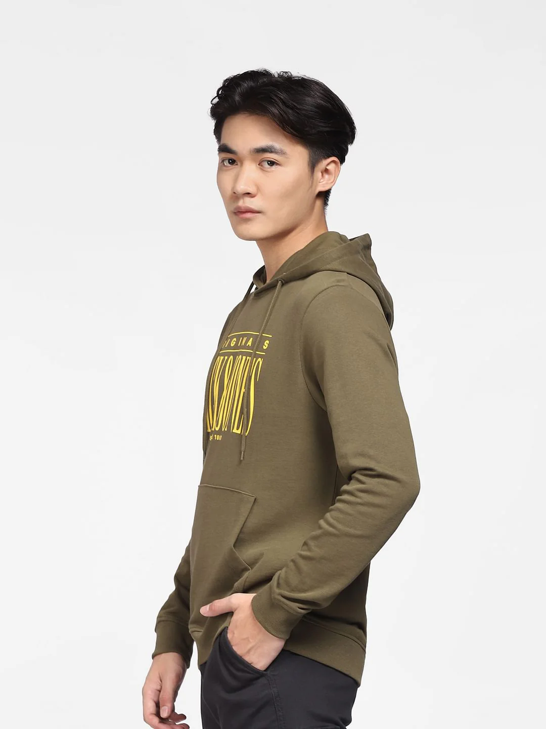 Dark Green Logo Print Hooded Sweatshirt - Image 3