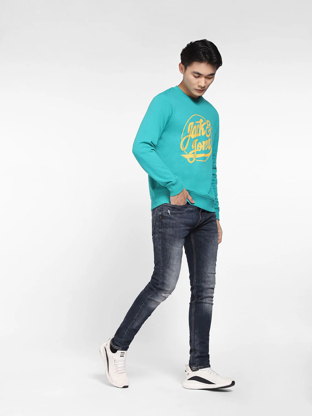 Blue Logo Print Sweatshirt - Image 6