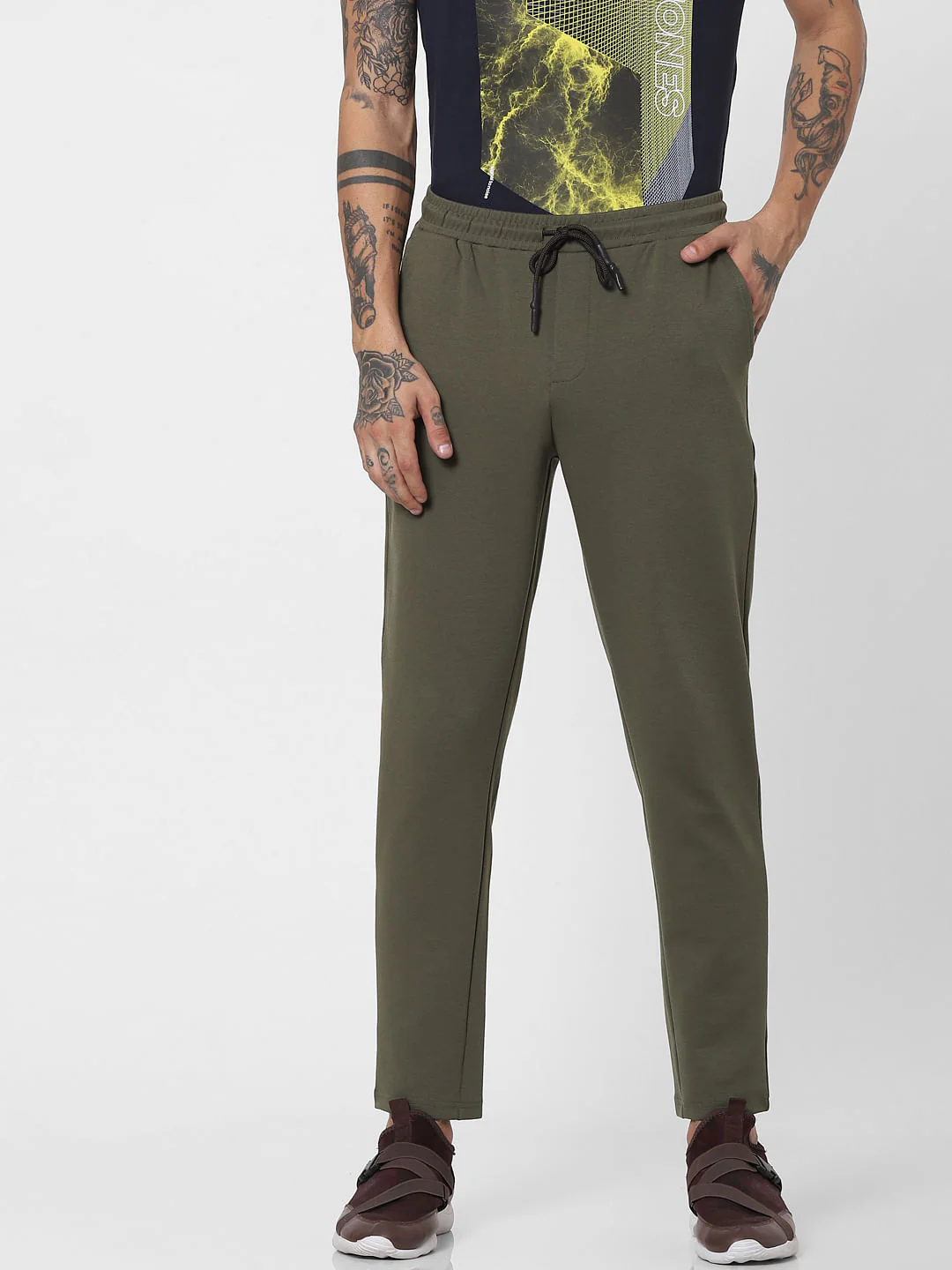 Olive Green Mid Rise Sweatpants - Image 2