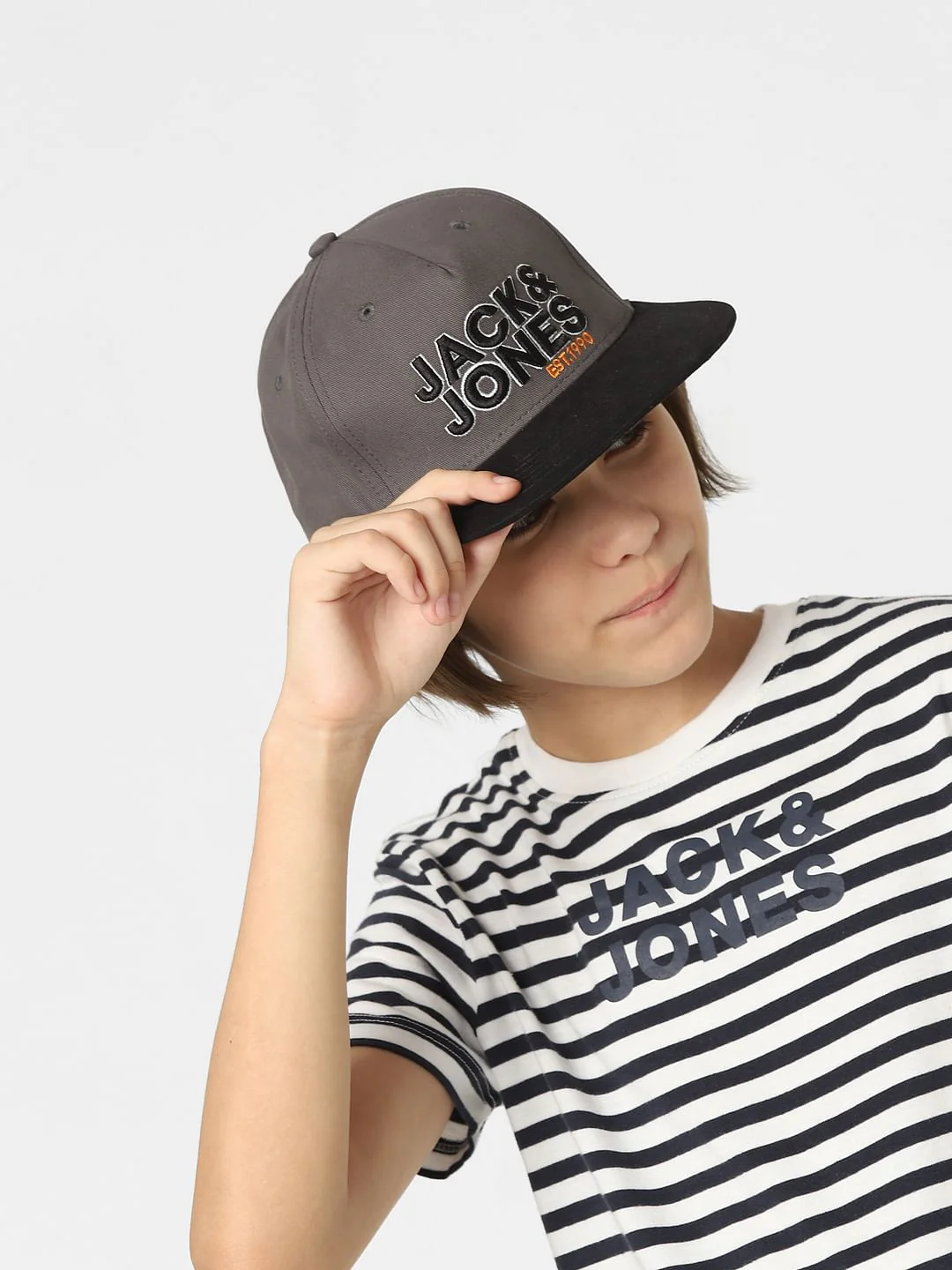 Boys Grey Logo Print Baseball Cap